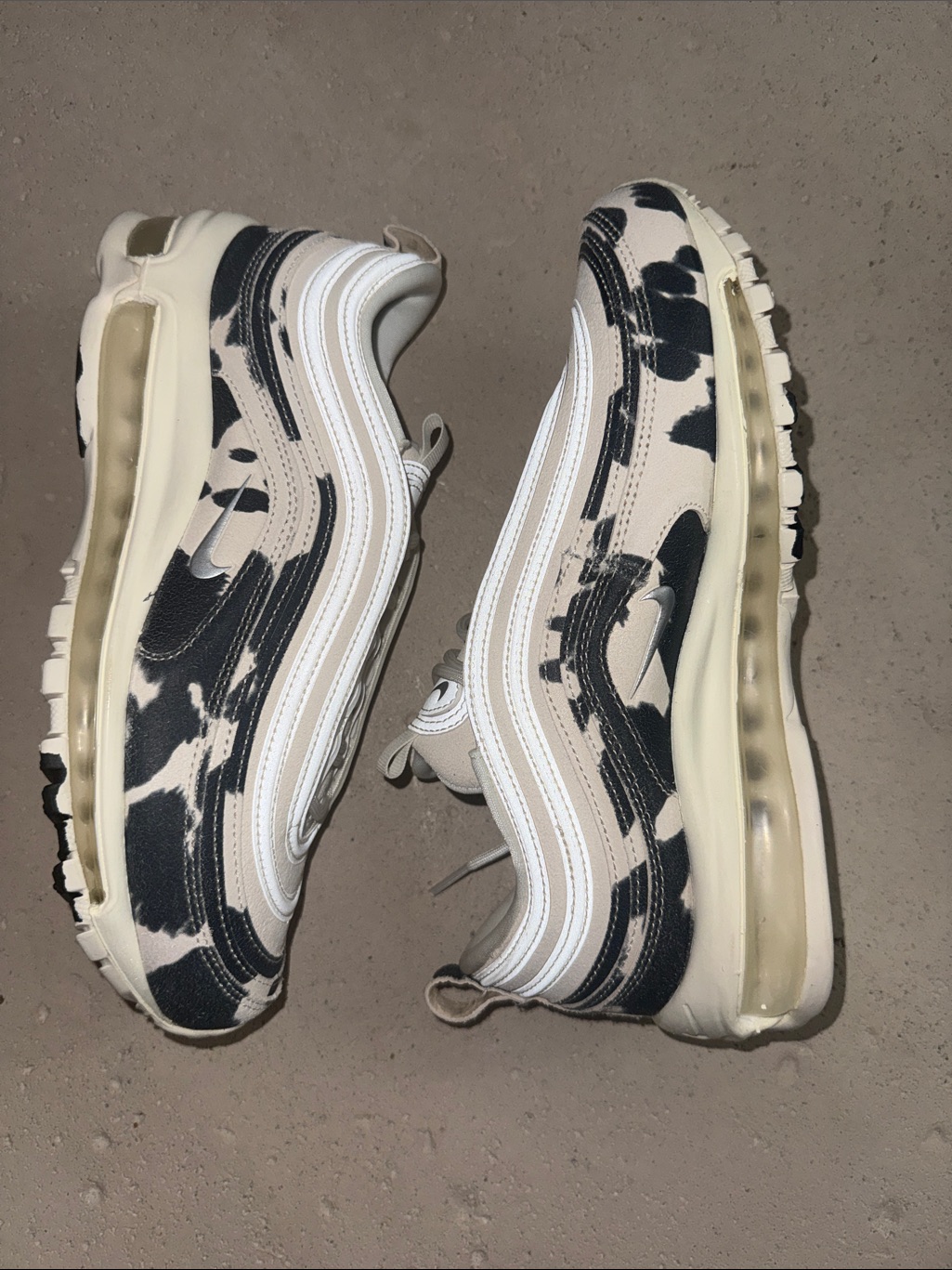 Nike Black, Beige & White Air Max 97 - Cow Print